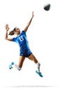 Female professional volleyball player on white Royalty Free Stock Photo