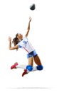 Female professional volleyball player on white Royalty Free Stock Photo