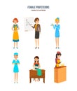 Female professions concept. Modern womens of different professions. Royalty Free Stock Photo