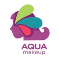 Female profile, aqua makeup isolated icon, natural cosmetics