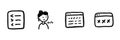 Female Programmer And Code Elements Line Icon Set In Doodle Style. Software Development, Coding, And Web Design Outline Royalty Free Stock Photo