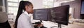 Female programmer developing code Royalty Free Stock Photo