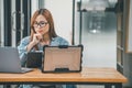 Female programmer working on coding, software development and web design.Concept technology development Royalty Free Stock Photo