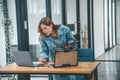 Female programmer working on coding, software development and web design.Concept technology development Royalty Free Stock Photo