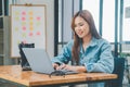 Female programmer working on coding, software development and web design.Concept technology development Royalty Free Stock Photo