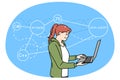 Woman programmer writing codes on computer Royalty Free Stock Photo