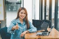 Female programmers are happily working on software coding and web designing.Concept technology development