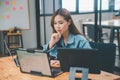 Female programmers are thinking and planning to work on programming, software coding and web design.Concept technology development Royalty Free Stock Photo