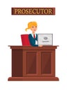 Female Prosecutor at Work Flat Vector Illustration Royalty Free Stock Photo