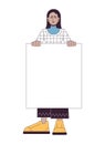 Female protest with empty blank flat line color vector character