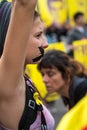 Female protester closeup