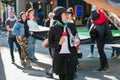 Female protester at a Freedom for Palestine protest rally outside Holborn Tube Station