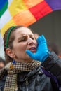 Female protester at the Million Women Rise demonstration.