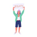 Female protester with placard flat color vector faceless character Royalty Free Stock Photo