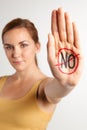 Female Protestor With No Wrtitten On Palm Royalty Free Stock Photo