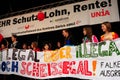 Female protestors at the national labour day demanding for mor humanity for migrants