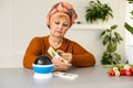 Female psychic or fortune teller gesturing with her hands indicating money