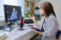 Female psychologist on online counseling with teenage student Royalty Free Stock Photo