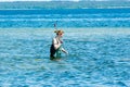 Female pupil in water