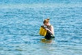 Female pupil in water