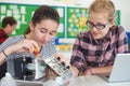 Female Pupils In Science Lesson Studying Robotics