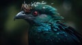 Female Quetzal bird with forest background. Generative AI