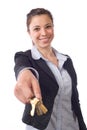 Female real estate agent keys Royalty Free Stock Photo