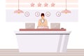 Female receptionist flat color vector illustration