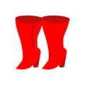 Female red boots isolated. Womens shoes vector illustration