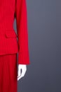 Female red formal suit, copy space. Royalty Free Stock Photo