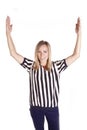 Female referee call touchdown Royalty Free Stock Photo