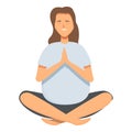 Female relax meditation icon cartoon vector. Class gym health