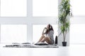 Female relaxing and listening to music at home Royalty Free Stock Photo