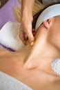 Female relaxing neck massage with hands. Beauty body skin care treatment concept