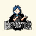 Female Reporter Reporting News Color Logo Illustration