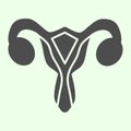 Female reproductive organ solid icon. Woman uterus glyph style pictogram on white background. Human gynecology organs Royalty Free Stock Photo