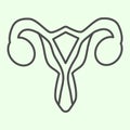 Female reproductive organ thin line icon. Woman uterus outline style pictogram on white background. Human gynecology Royalty Free Stock Photo