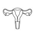 Female reproductive organs outlined illustration. Internal organ icon, logo. Anatomy, medicine concept. Healthcare