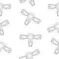 Female reproductive system, circuit sketch hand-drawn illustration, seamless pattern Royalty Free Stock Photo