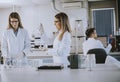 Female researchers in white lab coat working in the laboratory