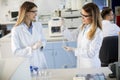 Female researchers in white lab coat working in the laboratory Royalty Free Stock Photo