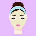 Female Resting After Face Pack On Pink Royalty Free Stock Photo