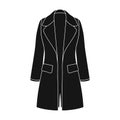 female restrained coat buttoned. Women s outerwear..Women clothing single icon in black style vector symbol stock