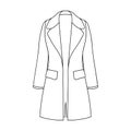 female restrained coat buttoned. Women s outerwear..Women clothing single icon in outline style vector symbol stock