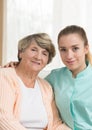 Female retiree and nurse