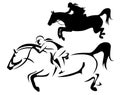 Female rider - jumping horse side view vector Royalty Free Stock Photo