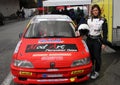 Pilot female racecar before the start