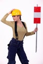 Female road-worker Royalty Free Stock Photo