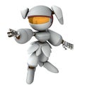 A female robot pointing at a goal. Declaration and clear will. Hope and ambition. A white robot with artificial intelligence. Royalty Free Stock Photo
