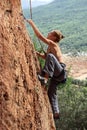 Female rock climber